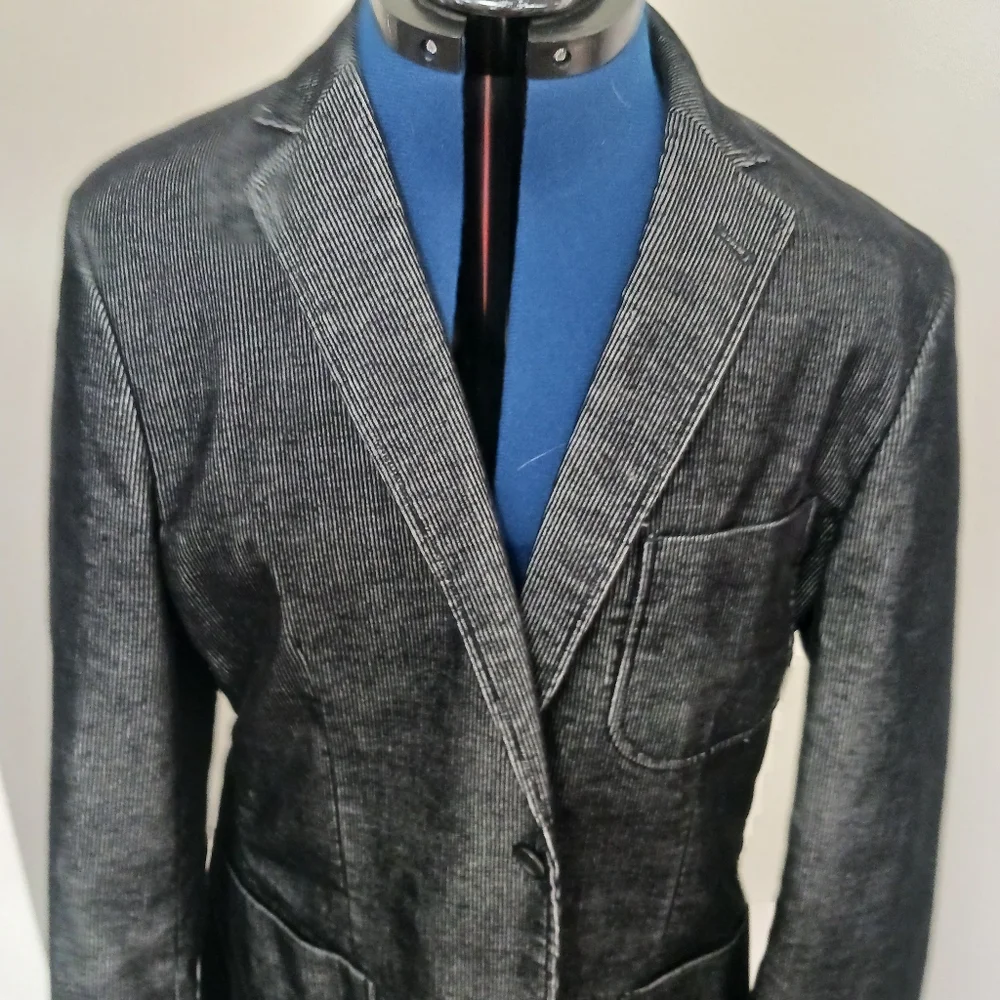 James Campbell Suit Jacket Blazer Black Corduroy Large *
